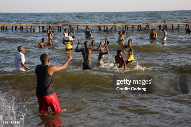 Bathers in Entebbe. Uganda.