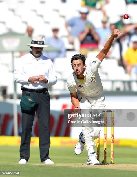 Mitchell Starc of Australia during day 1 of the 3rd Sunfoil Test match between South Africa and Australia at PPC Newlands on March 22, 2018 in Cape...