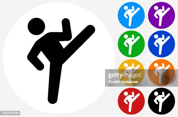 menschen treten symbol - karate stock-grafiken, -clipart, -cartoons und -symbole