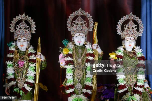 Sanatan Mandir hindu temple, Leicester. Ram, Laxman and Sita murthi. United kingdom.