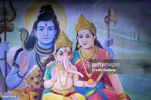 Shree Ram Mandir, Leicester. Shiva, parvati and their son Ganesh. United kingdom.