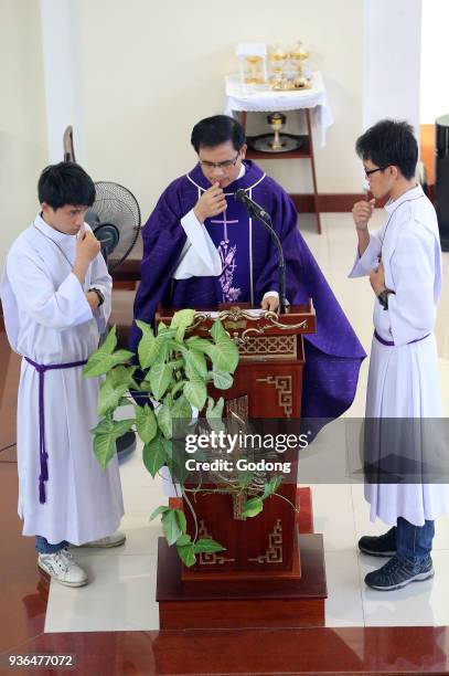 Franciscan missionaries of Mary church. Sunday morning mass. Liturgy of the Word. Ho chi Minh City. Vietnam.