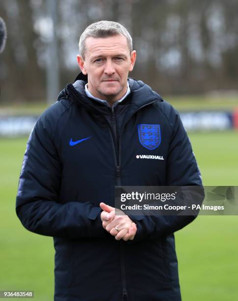 England U21 Manager Aidy Boothroyd during a training session at St Georges' Park, Burton.