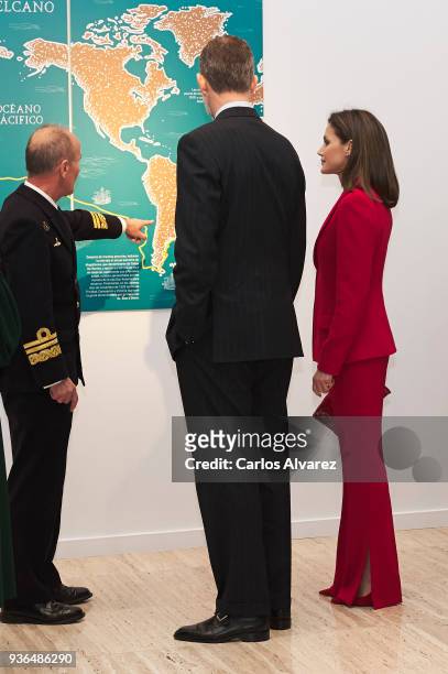 King Felipe VI of Spain and Queen Letizia of Spain attend The Commemoration of Capitulations of Valladolid at the Miguel Delibes Cultural Center on...