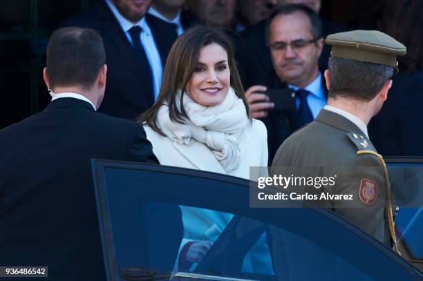 Queen Letizia of Spain attends The Commemoration of Capitulations of Valladolid at the Miguel Delibes Cultural Center on March 22, 2018 in...