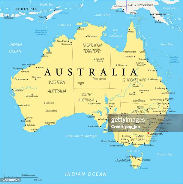 karte von australien - vektor - südaustralien stock-grafiken, -clipart, -cartoons und -symbole