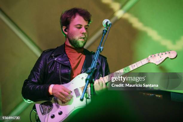 Jeremy Freedman member of the band The Neighbourhood performs live on stage at Cine Joia on March 21, 2018 in Sao Paulo, Brazil.