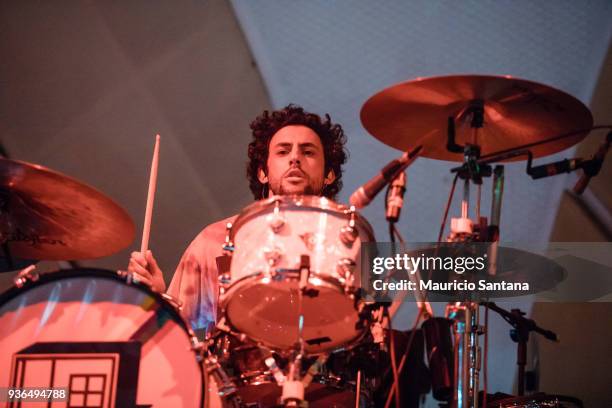 Brandon Alexander Fried drummer member of the band The Neighbourhood performs live on stage at Cine Joia on March 21, 2018 in Sao Paulo, Brazil.