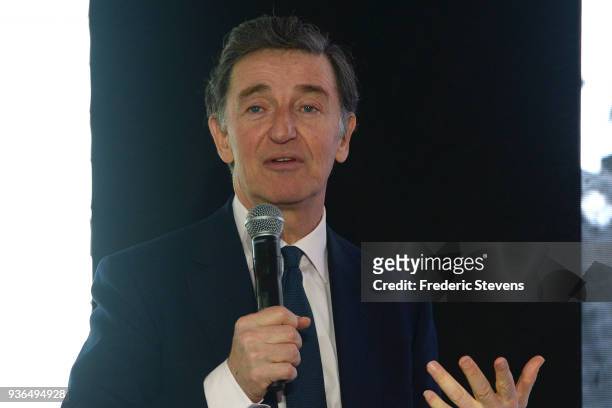 The France Galop president Edouard de Rothschild during the press conference at the Hippodrome de Longchamp on March 22, 2018 in Paris, France. The...