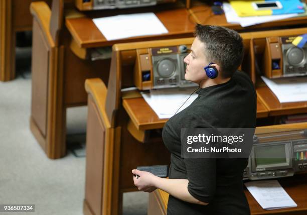 Ukrainian parliamentary deputy Nadiya Savchenko attends a parliament session in Kyiv, Ukraine March 22, 2018.