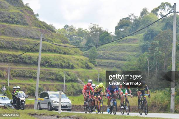 Muhammad Ameen Ahmad Kamal from Malaysian National Team leads the six men's breakaway during the fifth stage, the mountain stage of 169.4km from...