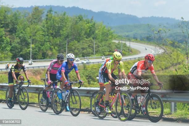 Jianpeng Liu from Hengxiang Team leads the six men's breakaway during the fifth stage, the montain stage of 169.4km from Bentong to Cameron...