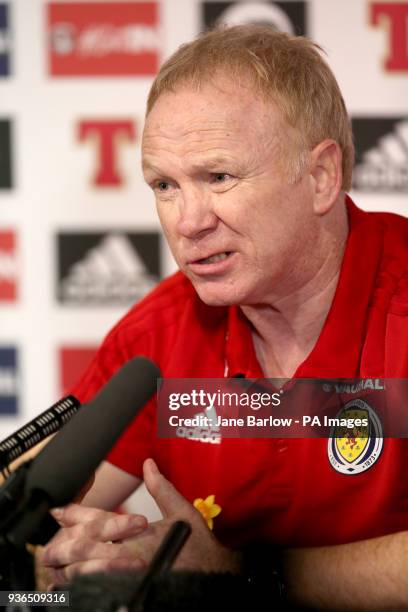 Scotland manager Alex McLeish during a Press Conference at Hampden Park, Glasgow.