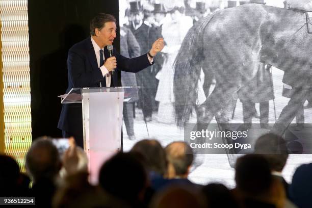 Baron Edouard DE ROTHSCHILD during the press conference of the hippodrome Lonchamp opening on March 22, 2018 in Paris, France.