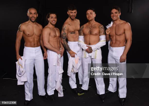Alex Beresford, Kem Cetinay, Jake Quickenden, Ray Quinn and MAx Evans attend the press launch photocall for the Dancing on Ice Live Tour at Wembley...