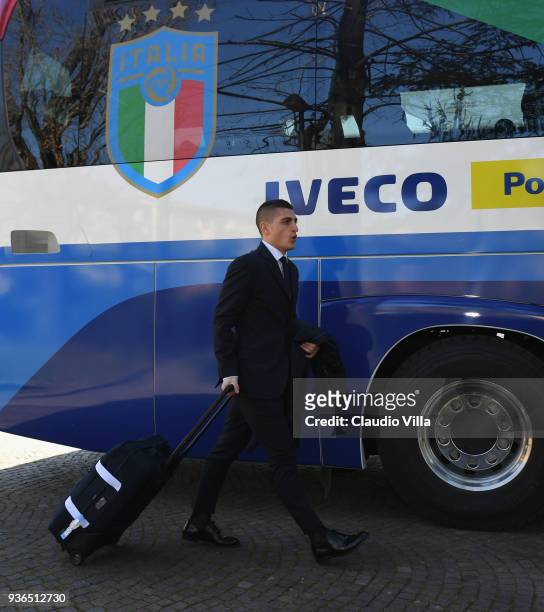 Marco Verratti of Italy departs to Manchester on March 22, 2018 in Florence, Italy.