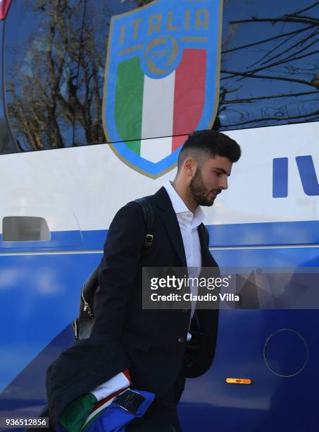 Patrick Cutrone of Italy departs to Manchester on March 22, 2018 in Florence, Italy.