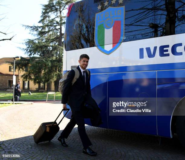 Jorginho of Italy departs to Manchester on March 22, 2018 in Florence, Italy.
