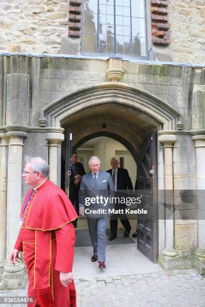 Prince Charles, Prince of Wales is given a tour of Truro Cathedral by Dean, Roger Bush during his visit to meet community groups and businesses...