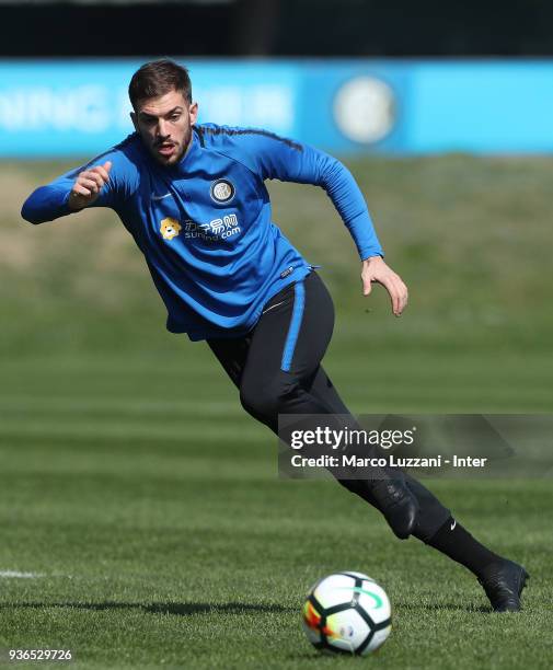 Davide Santon of FC Internazionale in action during the FC Internazionale training session at the club's training ground Suning Training Center in...