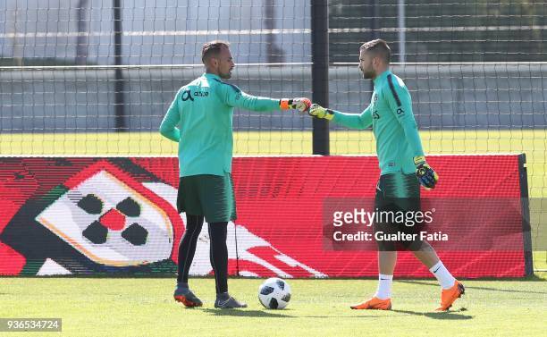Portugal goalkeeper Beto with Portugal goalkeeper Anthony Lopes in action during Portugal National Team Training session before the friendly matches...