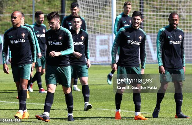 Portugal Players in action during Portugal National Team Training session before the friendly matches against Egypt and the Netherlands at FPF Cidade...