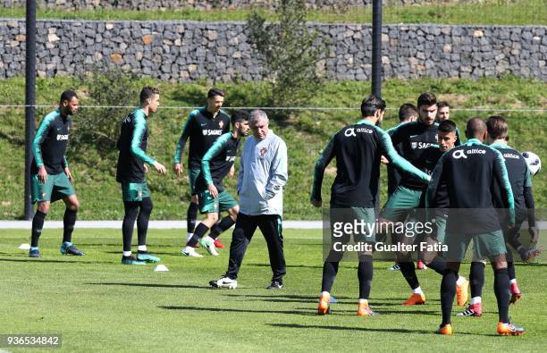 Portugal head coach Fernando Santos in action during Portugal National Team Training session before the friendly matches against Egypt and the...