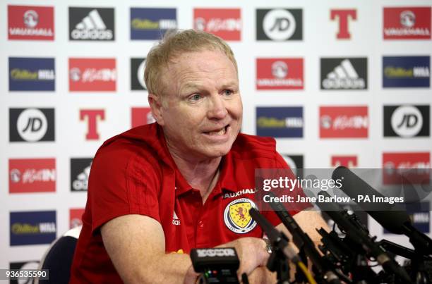 Scotland manager Alex McLeish during a press conference at Hampden Park, Glasgow.