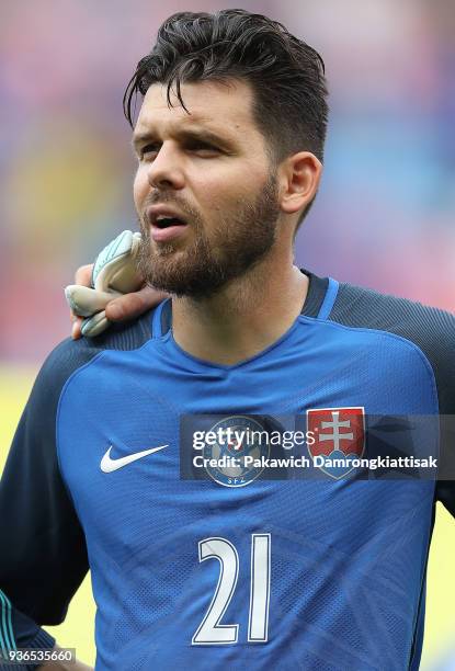 Michal Duris of Slovakia in action during the international friendly match between Slovakia and United Arab Emirates at Rajamangala National Stadium...