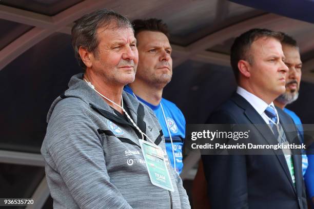 Jn Kozk , head coach of Slovakia national football team, in action during the international friendly match between Slovakia and United Arab Emirates...