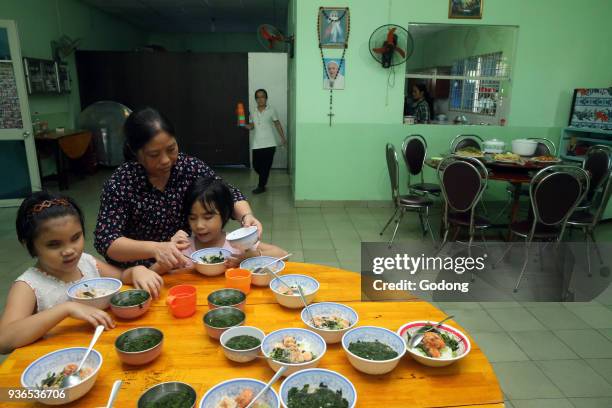 Vietnam. Center for blind children. Lunch.