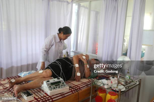 Vietnamese traditional medicine clinic. Acupuncture. Cu Chi. Vietnam.