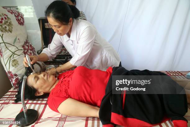 Vietnamese traditional medicine clinic. Acupuncture. Cu Chi. Vietnam.