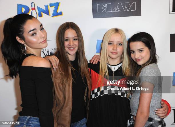 Indiana Massara, Riley Lewis, Elam Roberson and Annie LeBlanc attend the Birthday Party For Elam Roberson held at Pinz Bowling on March 21, 2018 in...