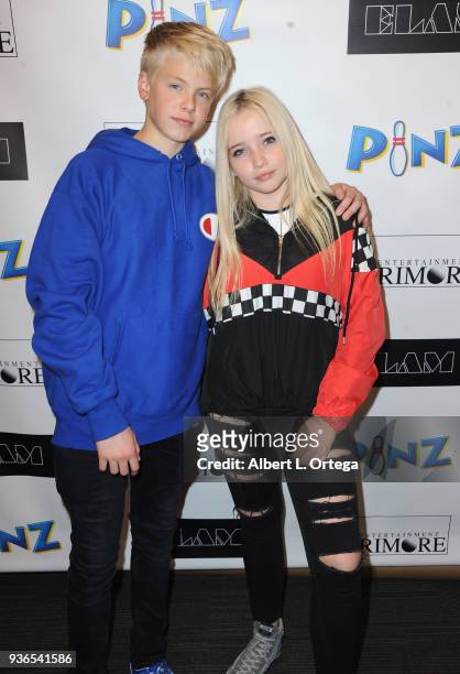 Carson Lueders and Elam Roberson attend the Birthday Party For Elam Roberson held at Pinz Bowling on March 21, 2018 in Los Angeles, California.