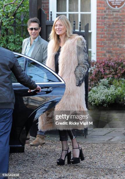 Kate Moss leaves her house with husband Jamie Hince on her birthday on January 16, 2015 in London, England.