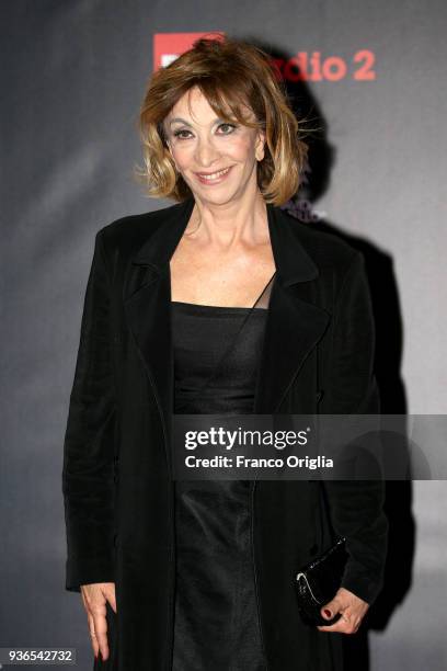 Anna Bonaiuto walks a red carpet ahead of the 62nd David Di Donatello awards ceremony on March 21, 2018 in Rome, Italy.