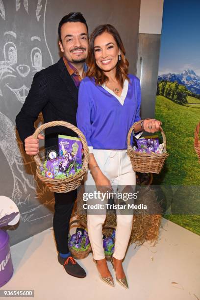 Jana Ina Zarrella and her husband Giovanni Zarrella during the Milka Osterbrunch at Studio Lassen on March 22, 2018 in Hamburg, Germany.