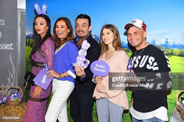 Verona Pooth, Jana Ina Zarrella with her husband Giovanni Zarrella, Cathy Hummels and Pietro Lombardi during the Milka Osterbrunch at Studio Lassen...