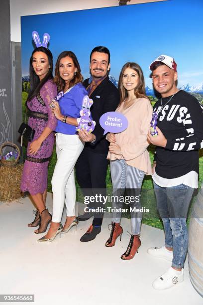 Verona Pooth, Jana Ina Zarrella with her husband Giovanni Zarrella, Cathy Hummels and Pietro Lombardi during the Milka Osterbrunch at Studio Lassen...