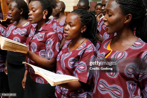 Sunday mass in Mulago catholic church. Choir. Uganda.