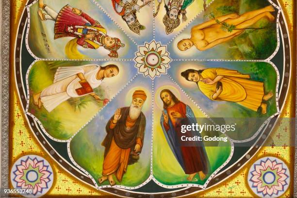 Jalaram Prathna hindu temple, Leicester. Ceiling art work. Gods . United kingdom.