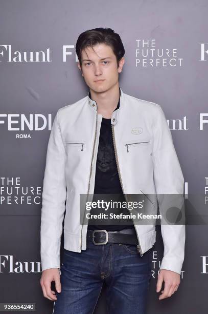 Sam Evans attends FENDI x Flaunt Celebrate The New Fantasy Issue at Casa Perfect on March 21, 2018 in Beverly Hills, California.