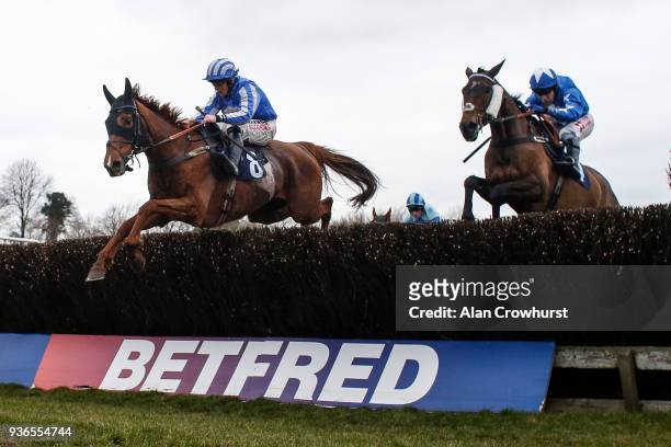 Trevor Whelan riding Looks Like Power clear the last to win The Recticel Insulation Handicap Chase at Chepstow racecourse on March 22, 2018 in...