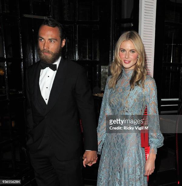 James Middleton and Donna Air attend the British Heart Foundation Roll Out The Red Ball at Park Lane Hotel on February 10, 2015 in London, England.