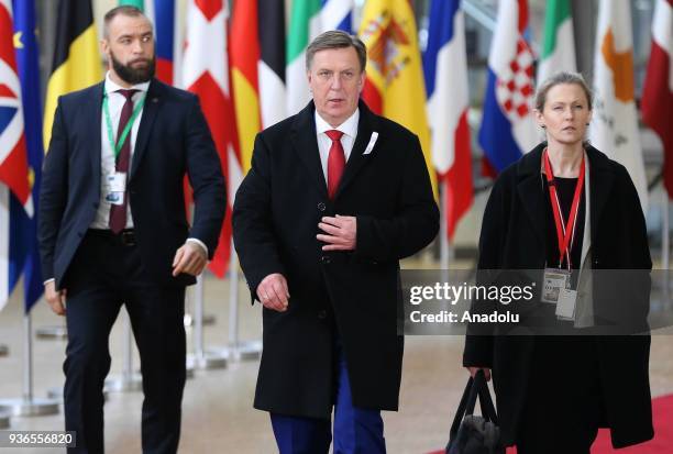 Prime Minister of Letonia Maris Kacinskis attends the European leaders summit at the European Council in Brussels, Belgium on March 22, 2018.