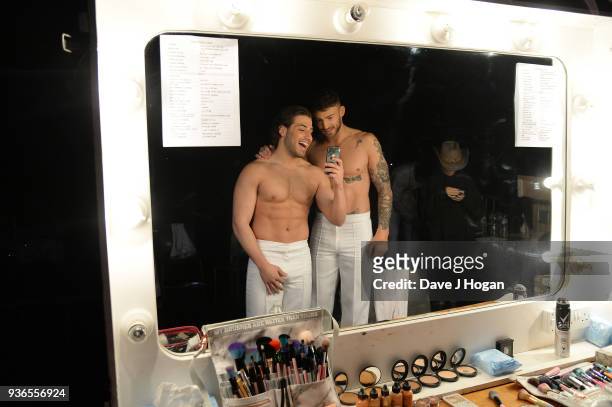Kem Cetinay and Jake Quickenden attend the press launch photocall for the Dancing on Ice Live Tour at Wembley Arena on March 22, 2018 in London,...