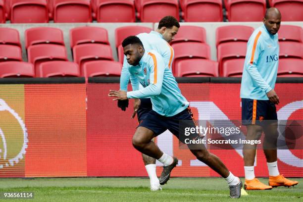 Timothy Fosu-Mensah of Holland, Memphis Depay of Holland, Ryan Babel of Holland during the Training Holland at the Johan Cruijff Arena on March 22,...