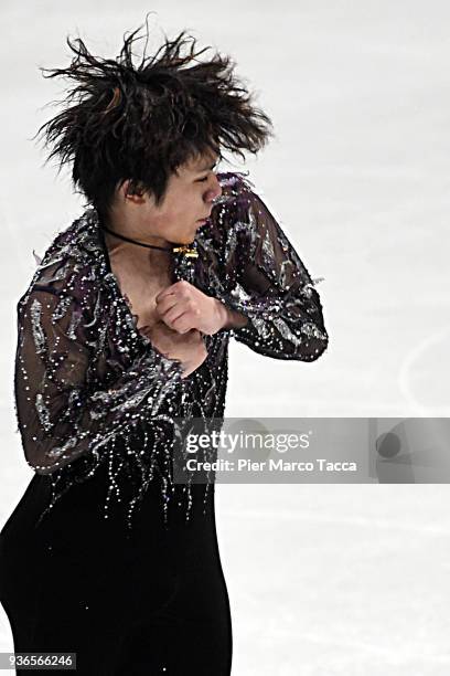 Shoma Uno of Japan performs in the Men's Short Program during day two of the World Figure Skating Championships at Mediolanum Forum on March 22, 2018...