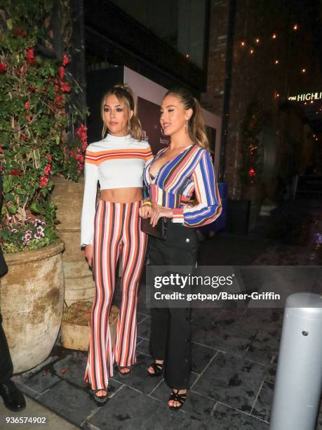 Sistine Rose Stallone and Sophia Rose Stallone are seen on March 21, 2018 in Los Angeles, California.